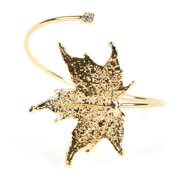 Bracciale di vera foglia di acero canadese placcata oro