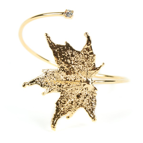 Bracciale di vera foglia di acero canadese placcata oro
