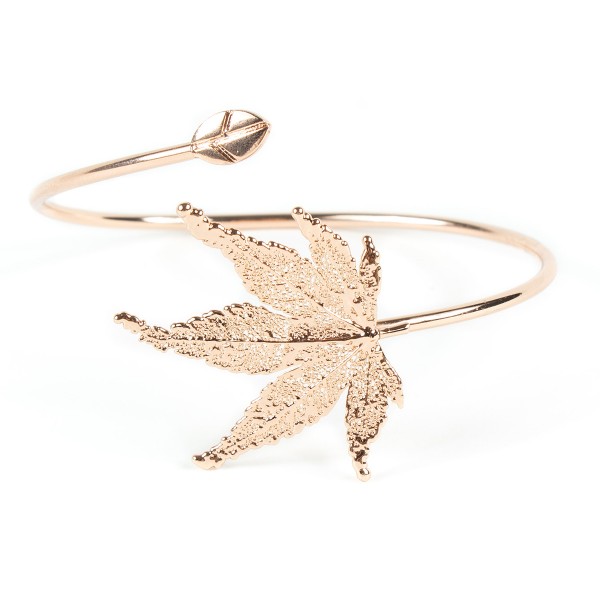 Bracciale vera foglia di acero giapponese placcato oro rosa