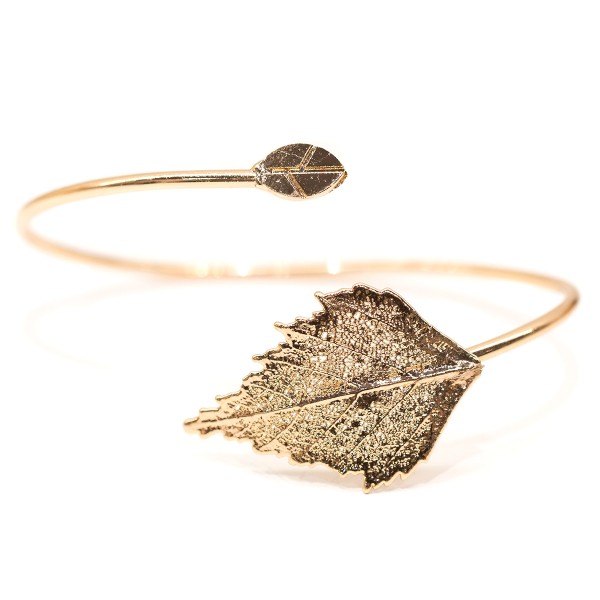 Bracciale di vera foglia di betulla placcata oro rosa