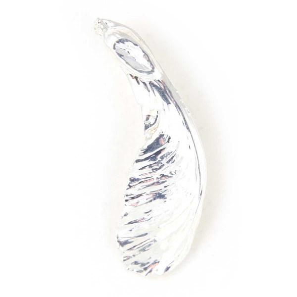 Ciondolo di vera brattea dell'acero placcata argento con passante per catenina