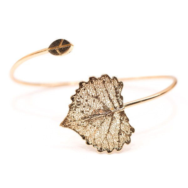 Bracciale vera foglia di cotone placcata oro rosa