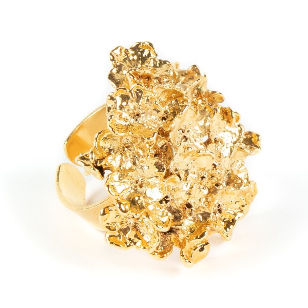 anello fiore del biancospino placcato oro