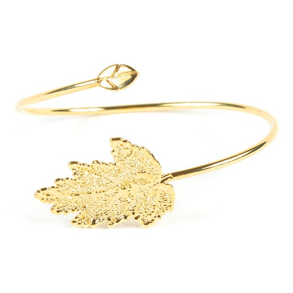 Bracciale di vera foglia di gelso placcata oro