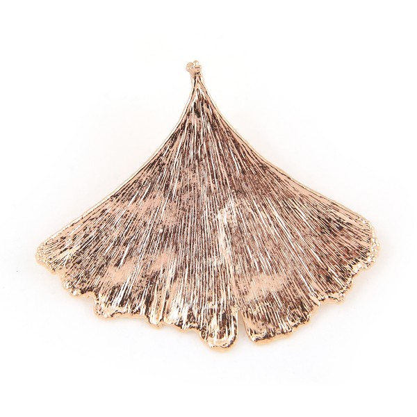 Ciondolo di vera foglia di ginkgo biloba placcata oro rosa