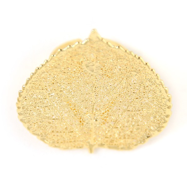 Anello regolabile di vera foglia di pioppo tremolo placcata oro