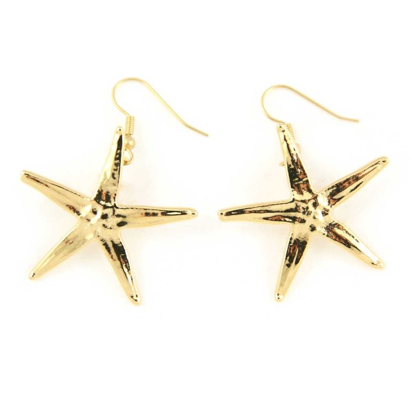 Orecchini pendenti di stampi in metallo di vere stelle marine placcate oro