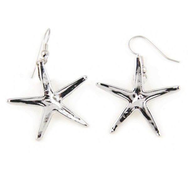 Orecchini pendenti di stampi in metallo di vere stelle marine placcate argento