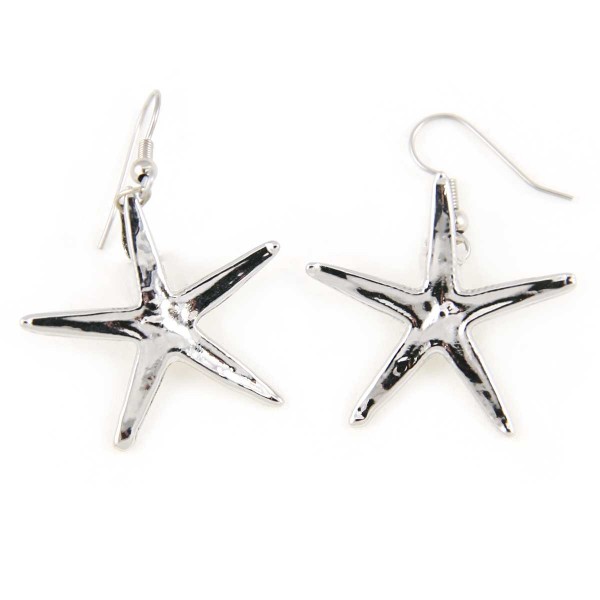 Orecchini pendenti di stampi in metallo di vere stelle marine placcate argento