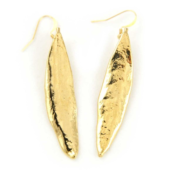 Orecchini pendenti di vere foglie di ulivo placcate oro